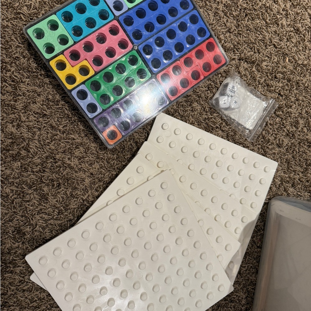 Numicon ten-frame math manipulatives.